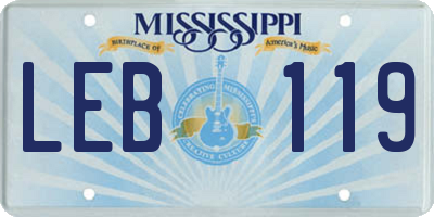 MS license plate LEB119