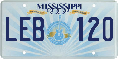 MS license plate LEB120