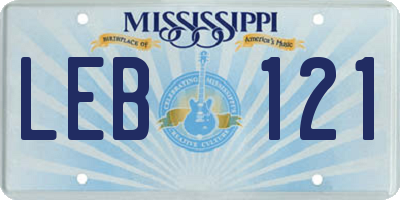 MS license plate LEB121