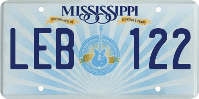MS license plate LEB122