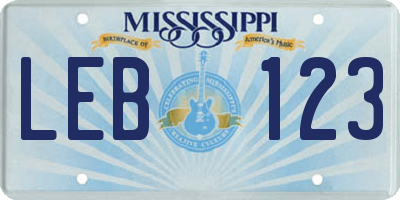 MS license plate LEB123