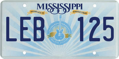 MS license plate LEB125