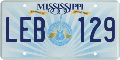 MS license plate LEB129