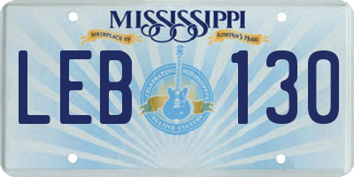 MS license plate LEB130