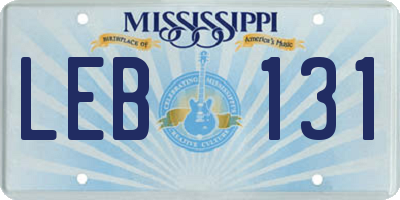 MS license plate LEB131