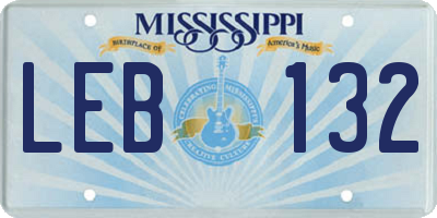 MS license plate LEB132