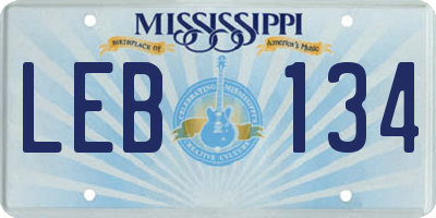 MS license plate LEB134
