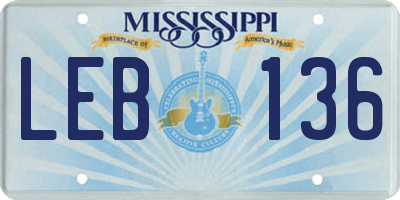 MS license plate LEB136