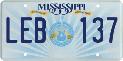 MS license plate LEB137