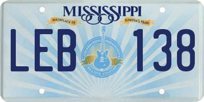 MS license plate LEB138