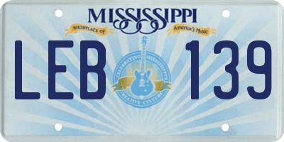 MS license plate LEB139