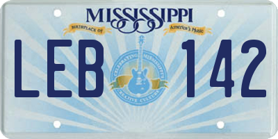 MS license plate LEB142