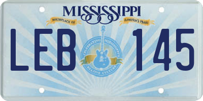 MS license plate LEB145