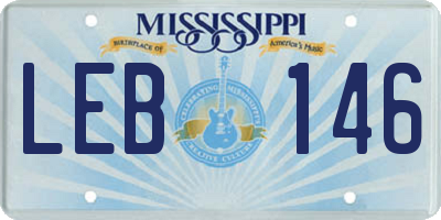 MS license plate LEB146