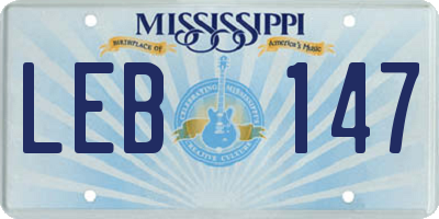 MS license plate LEB147