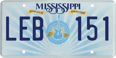 MS license plate LEB151