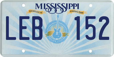 MS license plate LEB152