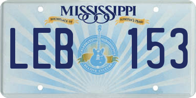 MS license plate LEB153