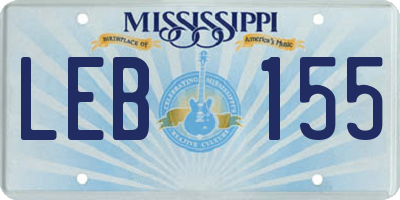 MS license plate LEB155
