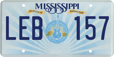 MS license plate LEB157