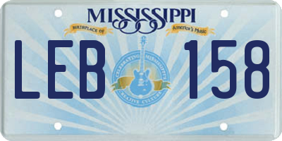 MS license plate LEB158