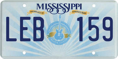 MS license plate LEB159