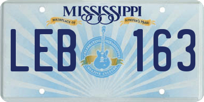 MS license plate LEB163