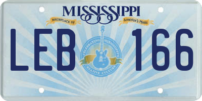 MS license plate LEB166