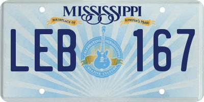 MS license plate LEB167