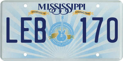 MS license plate LEB170