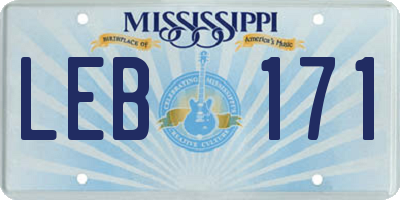 MS license plate LEB171