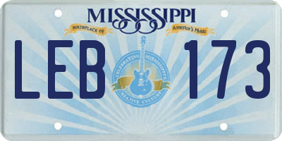 MS license plate LEB173