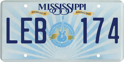 MS license plate LEB174