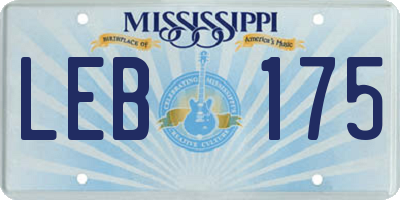 MS license plate LEB175