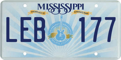MS license plate LEB177