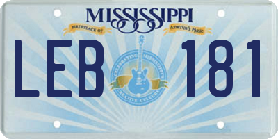 MS license plate LEB181