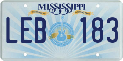 MS license plate LEB183