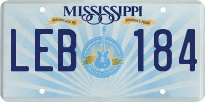 MS license plate LEB184