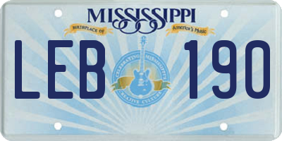 MS license plate LEB190