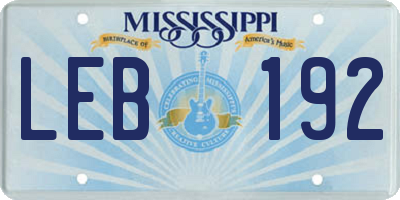 MS license plate LEB192