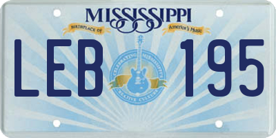 MS license plate LEB195