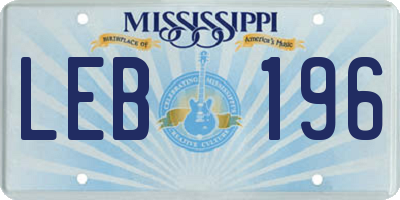 MS license plate LEB196