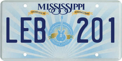 MS license plate LEB201