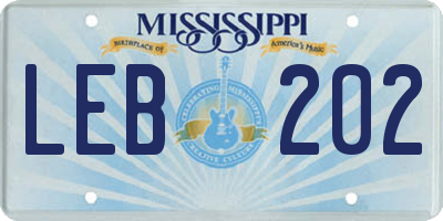 MS license plate LEB202