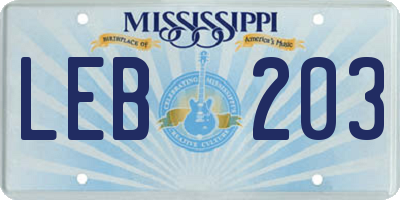 MS license plate LEB203