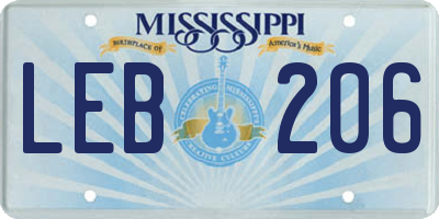 MS license plate LEB206