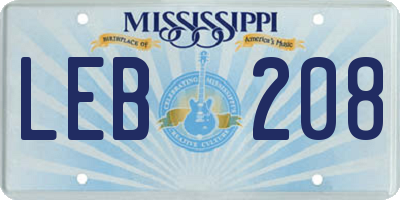 MS license plate LEB208