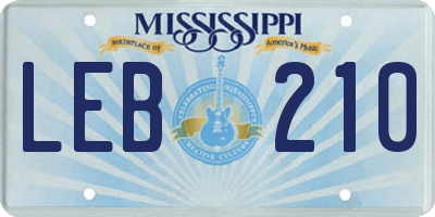 MS license plate LEB210