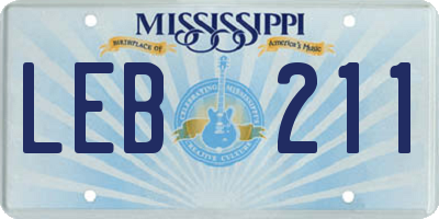 MS license plate LEB211