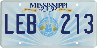 MS license plate LEB213